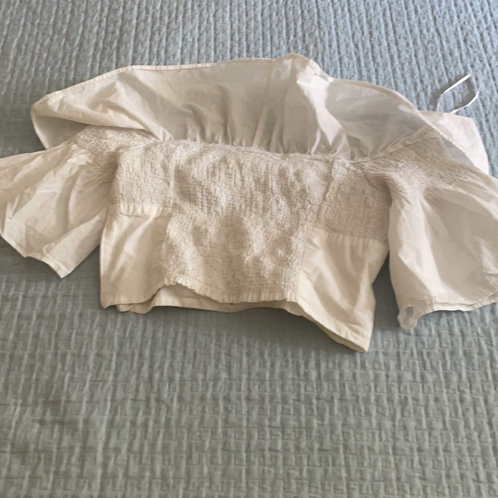 Zara White Ruffle Crop Top - Picture 3 of 3
